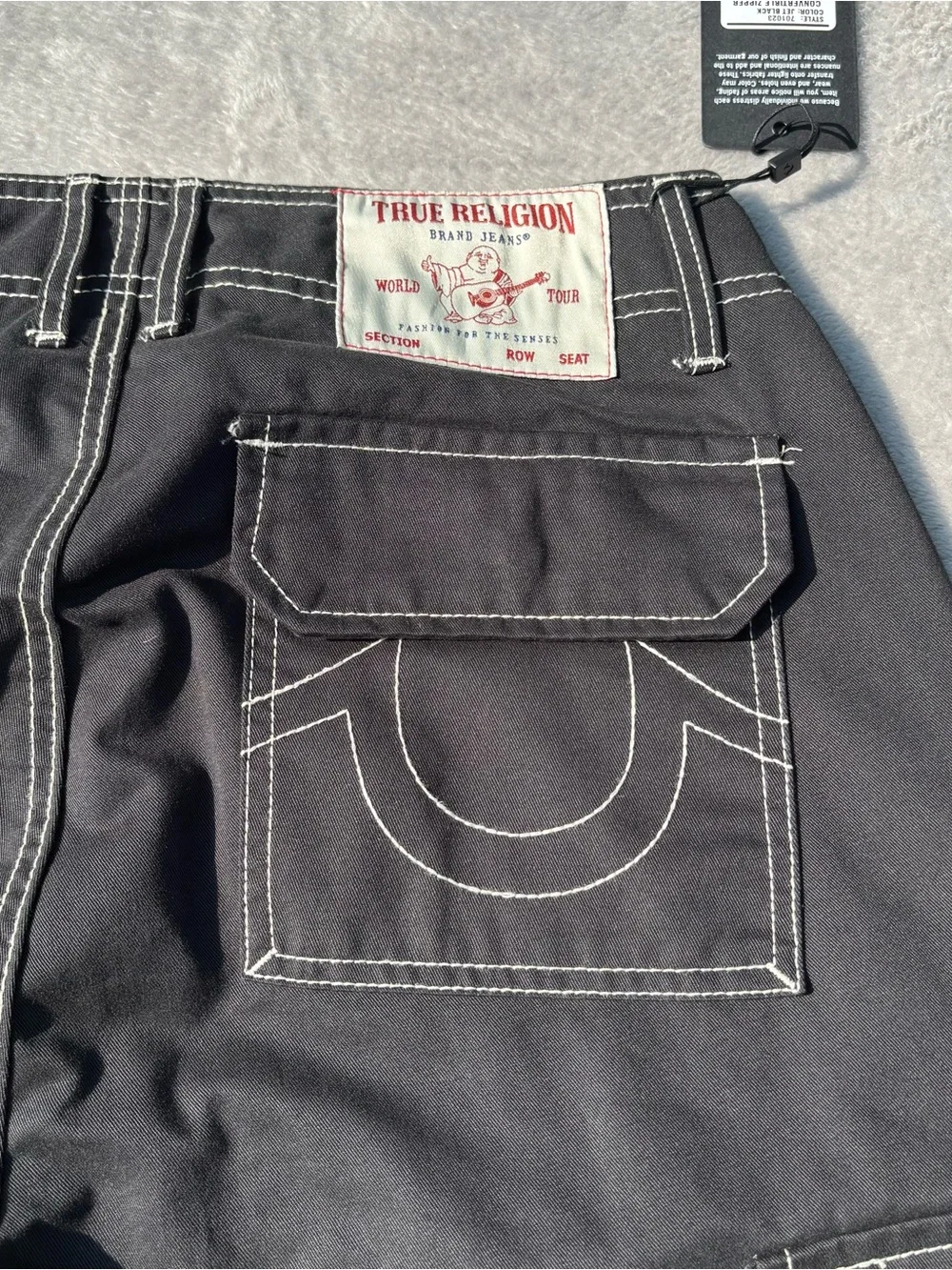 NWT Men’s True Religion Convertible Zipper Cargo Pants Jeans Black Size 30 READ